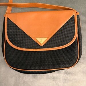 Yves Saint Laurent Black and Tan Crossbody Shoulder Bag